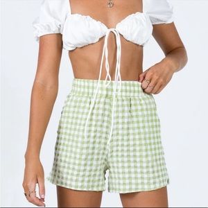 Princess polly Caleb gingham shorts green, US 6